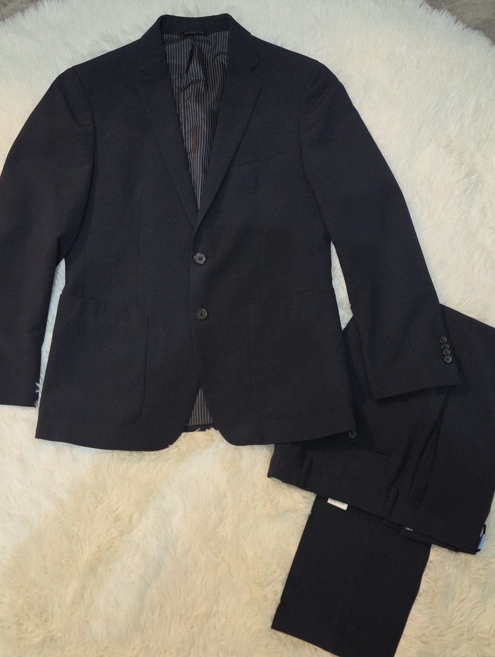 Banana Republic Men's Slim Fit Black Wool Blend Suit Jacket-38S Pants 30x30